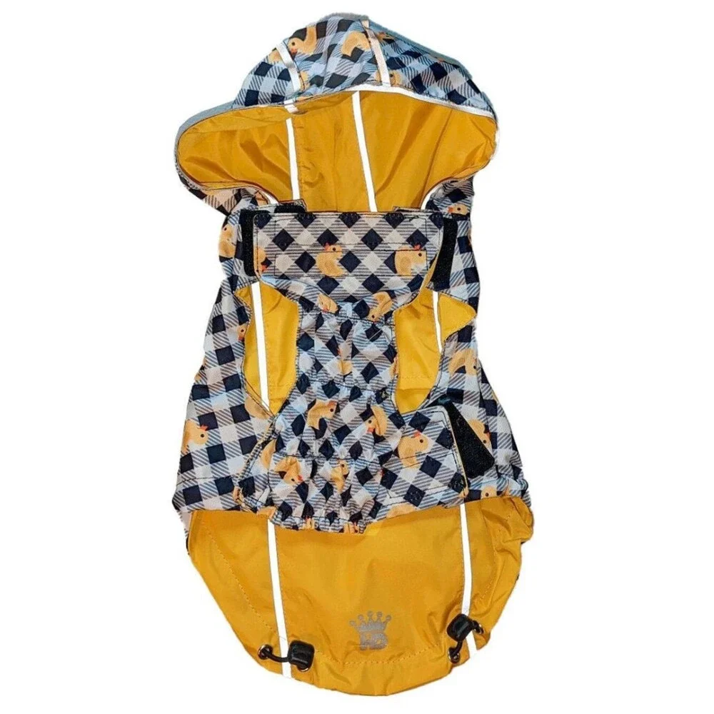 HD Pet Reversible Raincoat  - Yellow / Ducks - Size XS (10-14